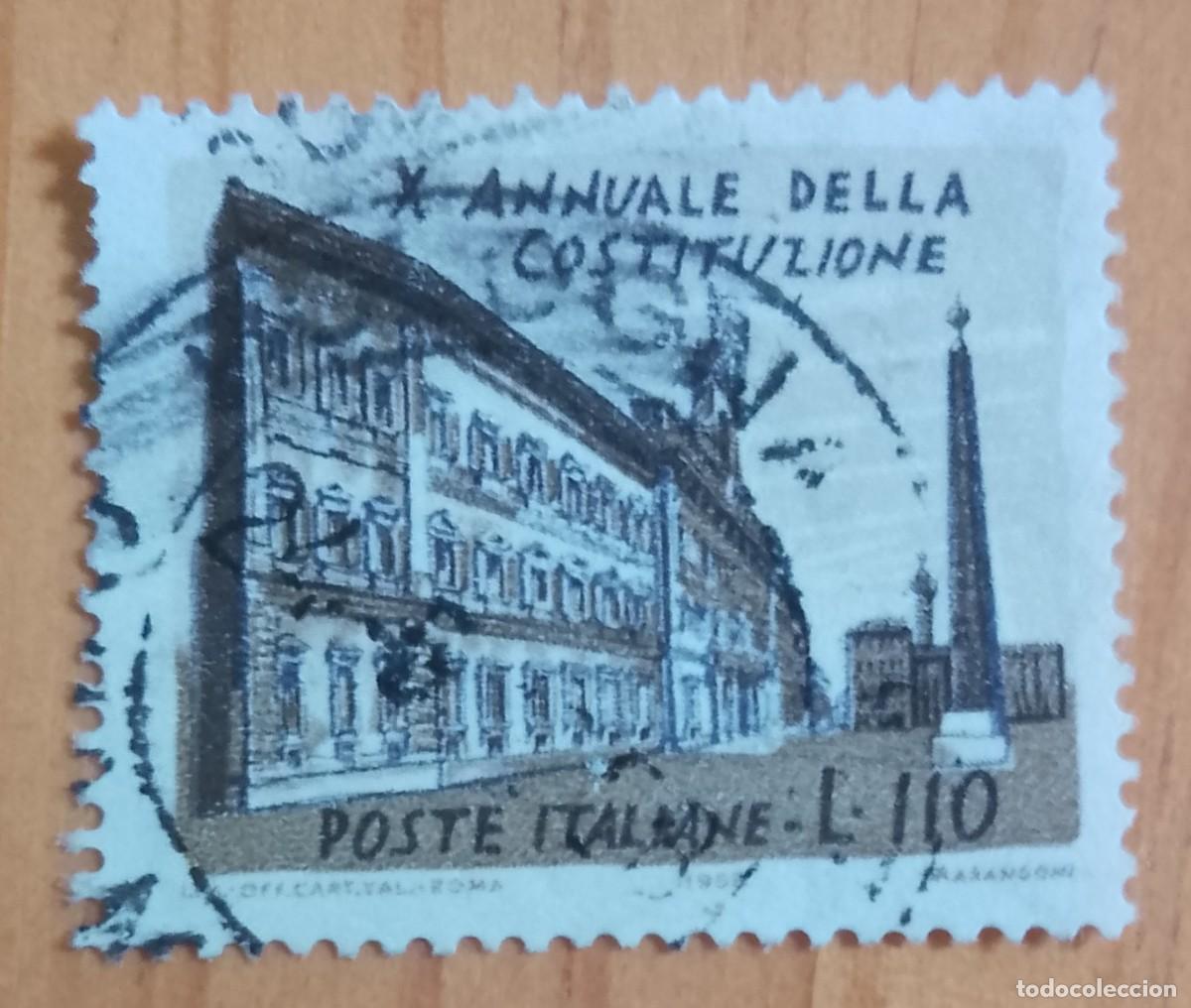 Sellos: ITALIA - V/F L 110 - X ANIVERSARIO DE LA CONSTITUCI&Oacute;N - VER DESCRIPCI&Oacute;N