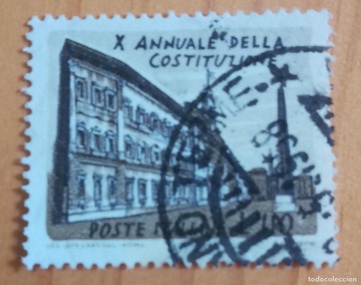 Sellos: ITALIA - V/F L 110 - X ANIVERSARIO DE LA CONSTITUCI&Oacute;N - VER DESCRIPCI&Oacute;N