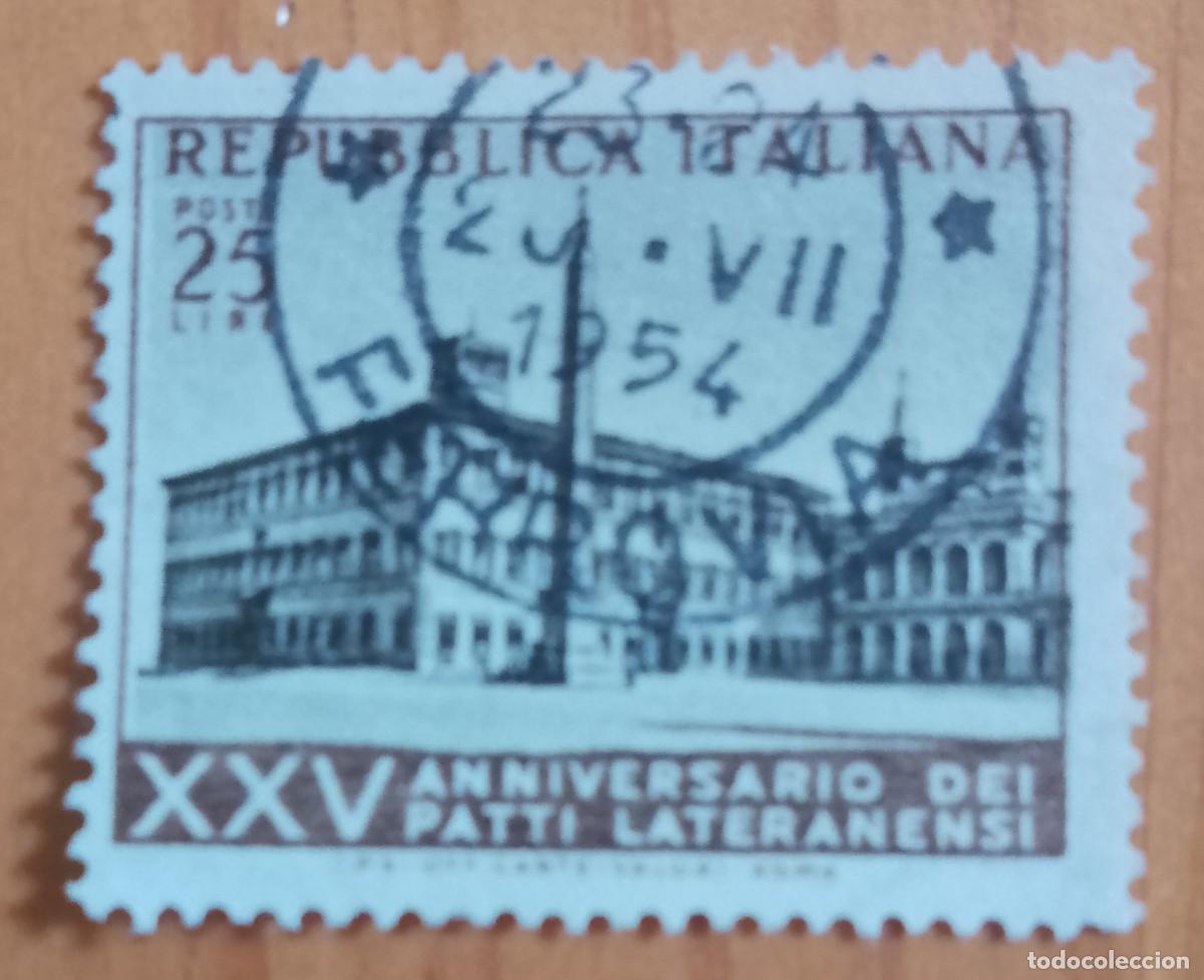 Sellos: ITALIA - V/F 25 LIRE - XXV ANIVERSARIO DE LOS PACTOS DE LETR&Aacute;N - VER DESCRIPCI&Oacute;N