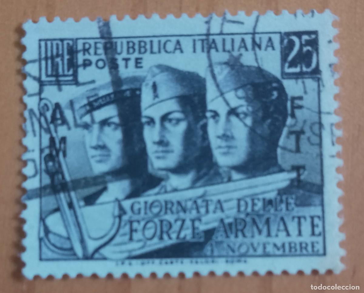 Sellos: ITALIA - V/F 25 LIRE - A&Ntilde;O 1952 - D&Iacute;A DE LAS FUERZAS ARMADAS