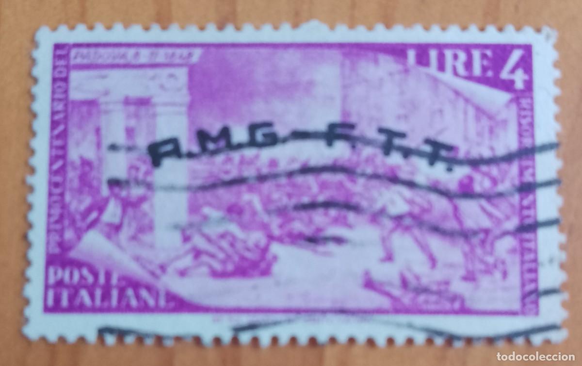 Sellos: ITALIA - V/F LIRE 4 - PRIMER CENTENARIO DEL RESURGIMIENTO ITALIANO 8.II.1848 - VER DESCRIPCI&Oacute;N