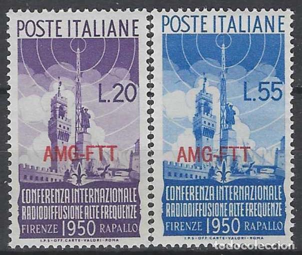 Sellos: ITALIA TRIESTE ZONA A 1950 - CONFERENCIA INTERN. DE RADIO DE ONDA CORTA, S.COMPLETA - MNH**