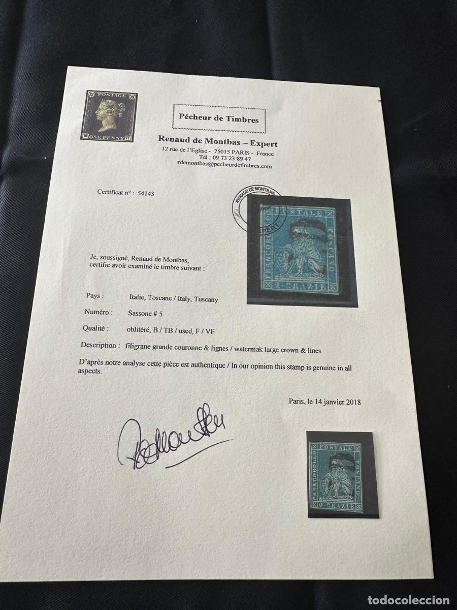 Sellos: SELLO DE TOSCANA(ITALIA) SASSONE N&ordm; 5 CON CERTIFICADO DE AUTENTICIDAD
