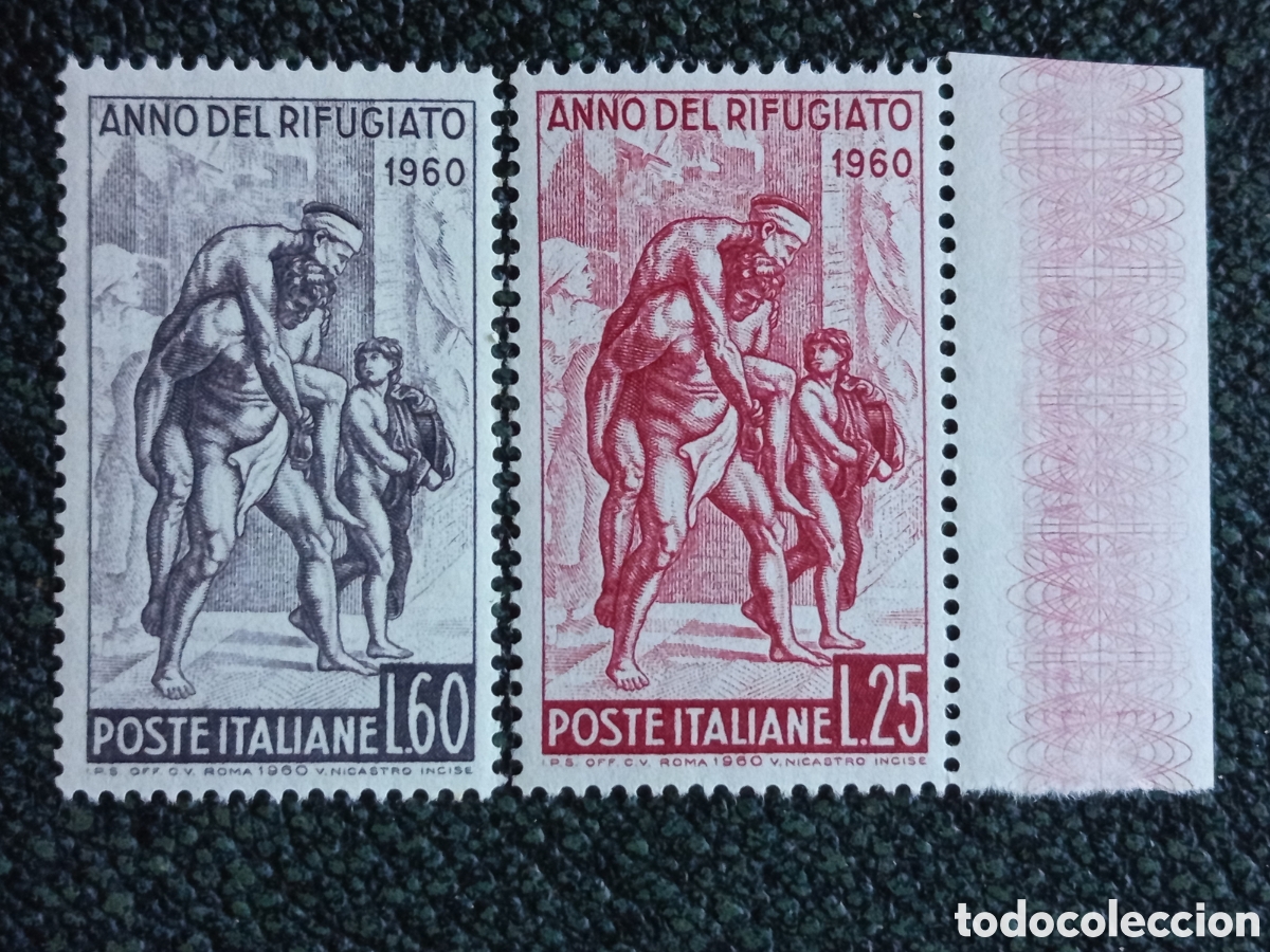Sellos: Serie Completa Italia 1960 Anno del Rifugiato 25L y 60L MNH - Cat&aacute;logo Michel 1105/06