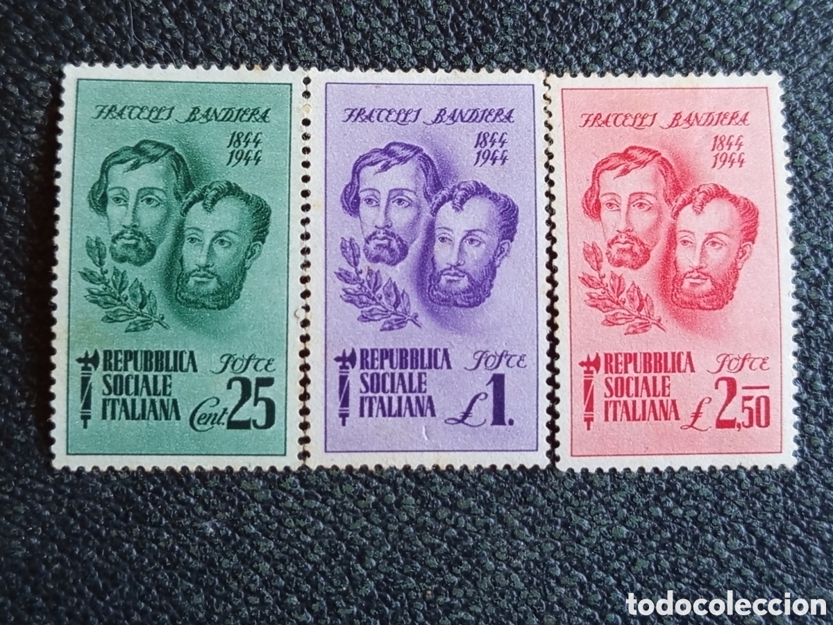 Sellos: Serie Completa Italia RSI 1944 Fratelli Bandiera - Cat. Sassone 512/514 MNH