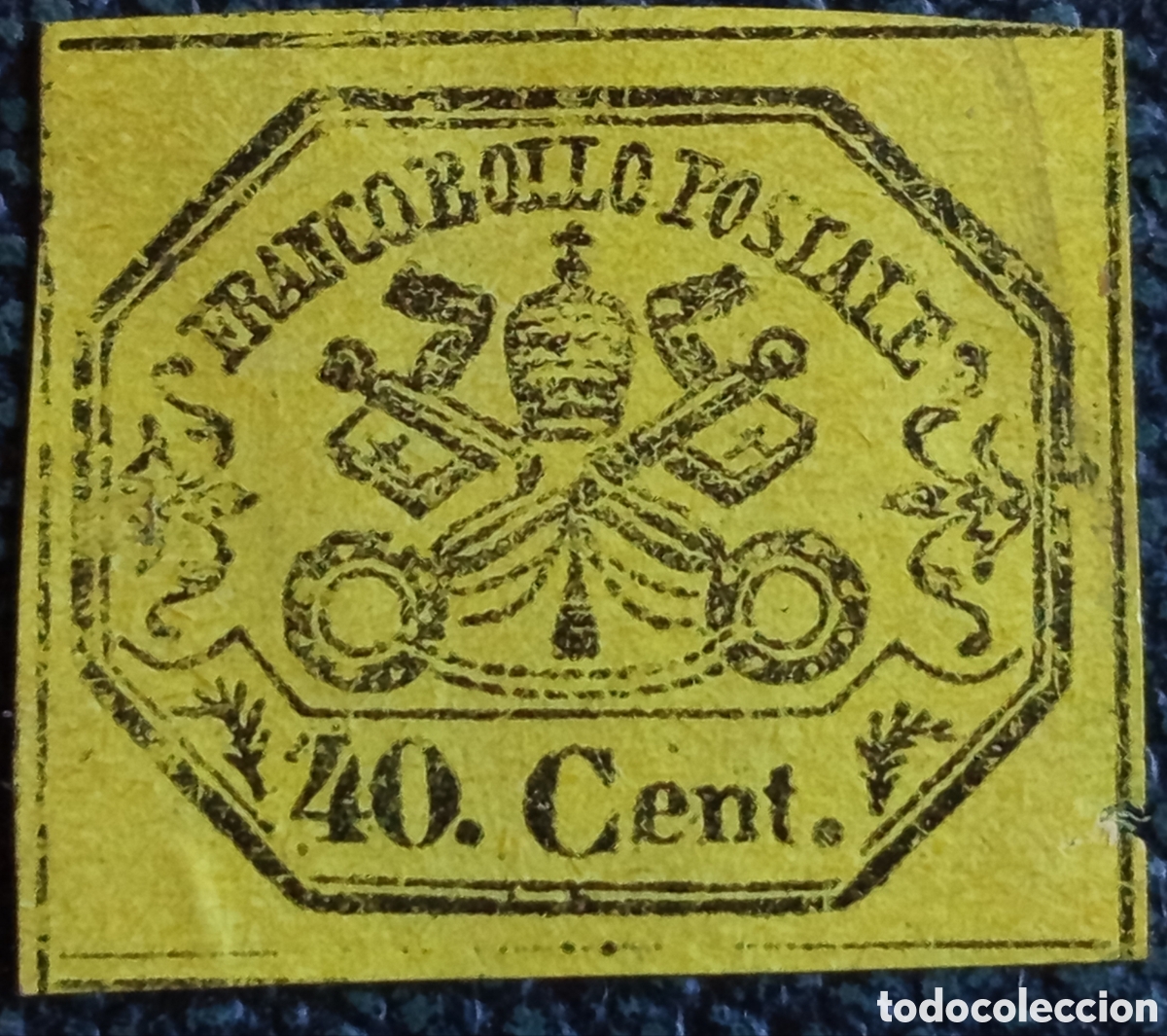 Sellos: Sello Estados Pontificios 1867 Escudo 40 c&eacute;ntimos - Sassone 19 / Scott 17