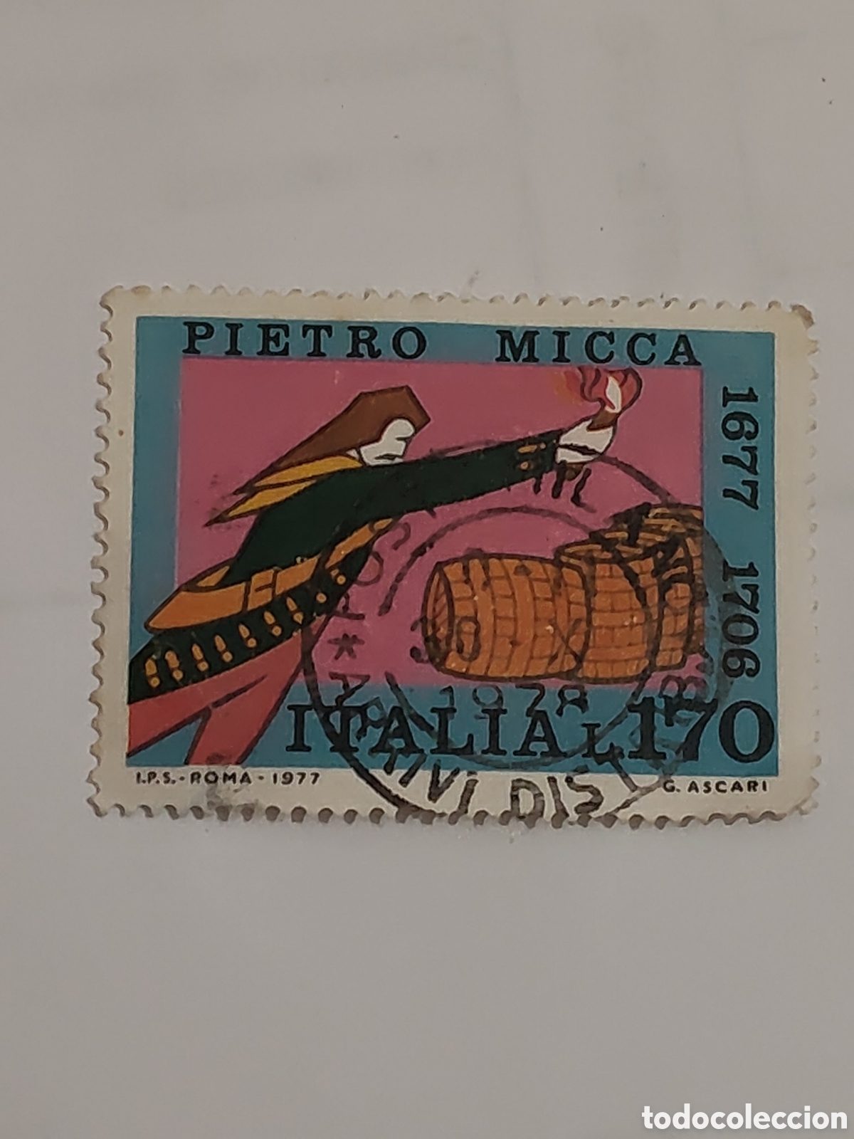 Sellos: Sello de Italia 300 aniversario del nacimiento del militar Pirtro Micca 1977