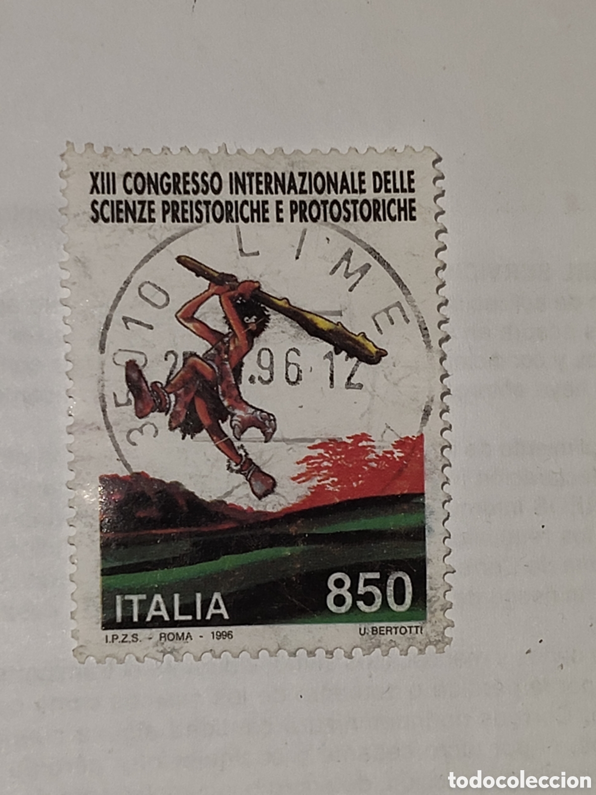 Sellos: Sello de Italia Xlll Congreso de las ciencias Prehist&oacute;ricas 1996