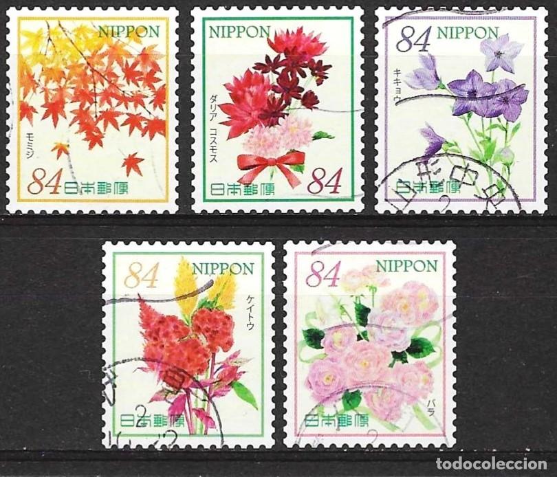 Sellos: Jap&oacute;n 2020 - Mi 10422 a 10426 - YT 10048 a 10052 - Flores ( Serie completa )
