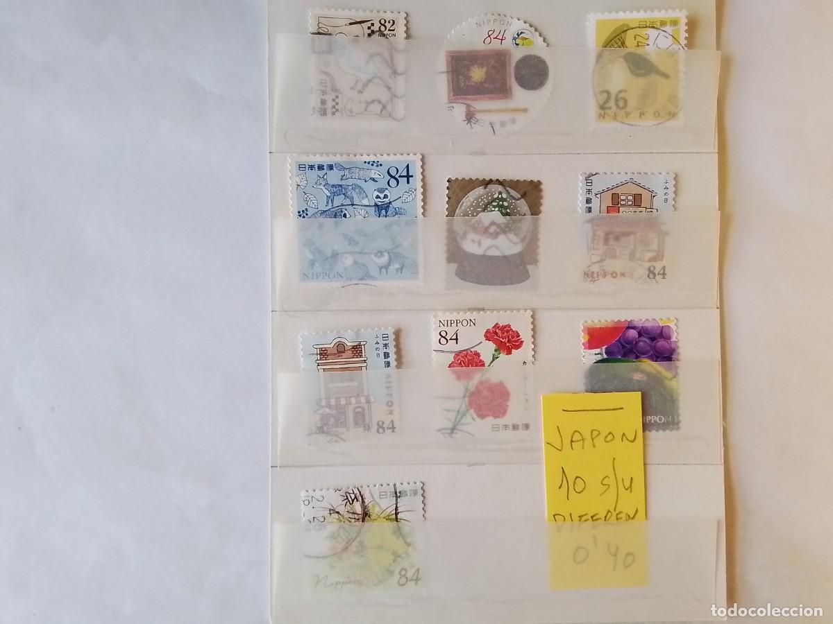 Sellos: ASIA JAP&Oacute;N 10 SELLOS USADOS DIFERENTES