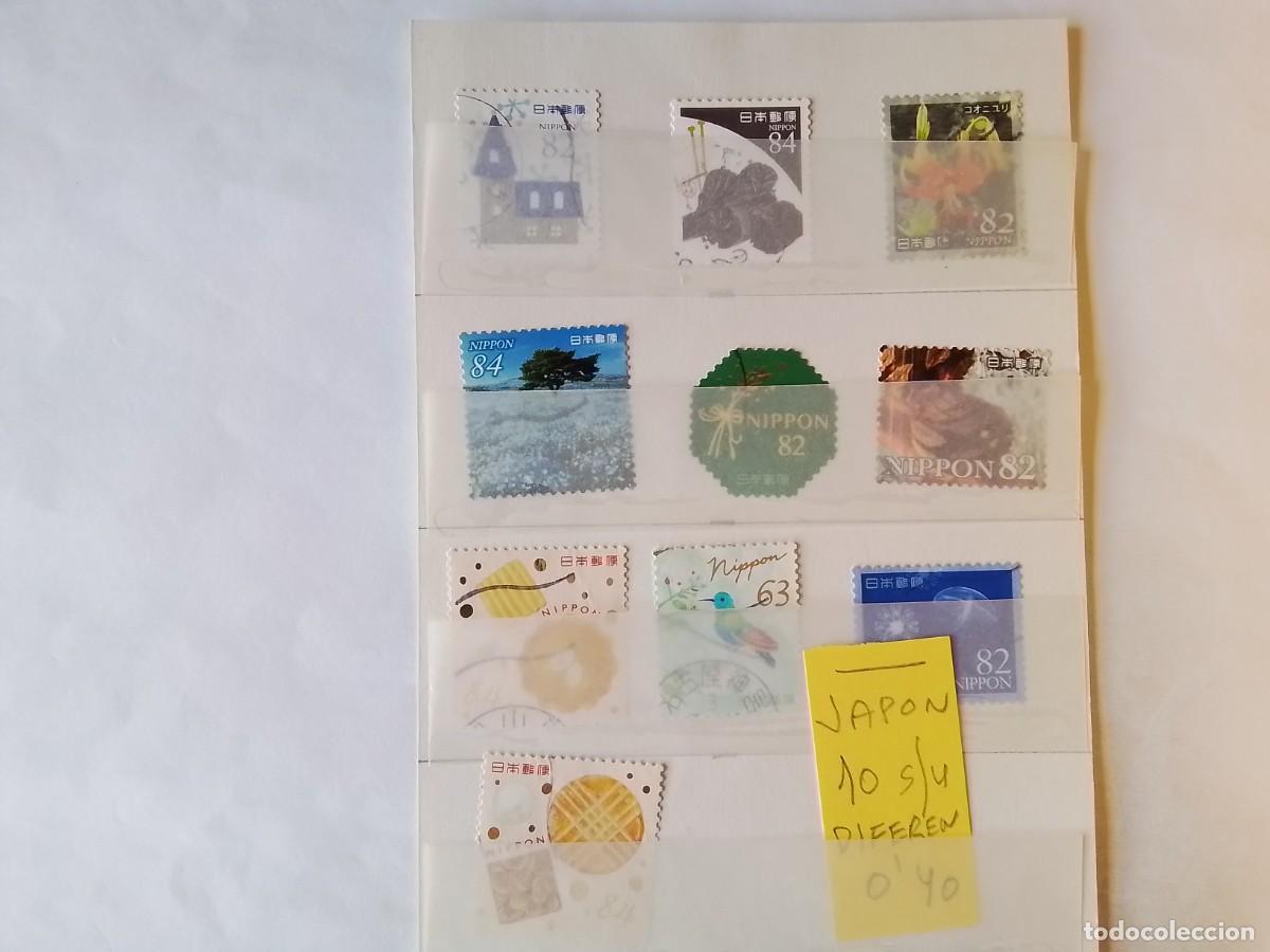 Sellos: ASIA JAP&Oacute;N 10 SELLOS USADOS DIFERENTES