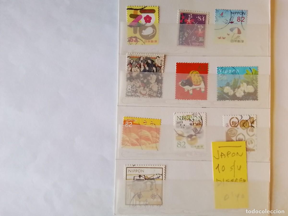 Sellos: ASIA JAP&Oacute;N 10 SELLOS USADOS DIFERENTES