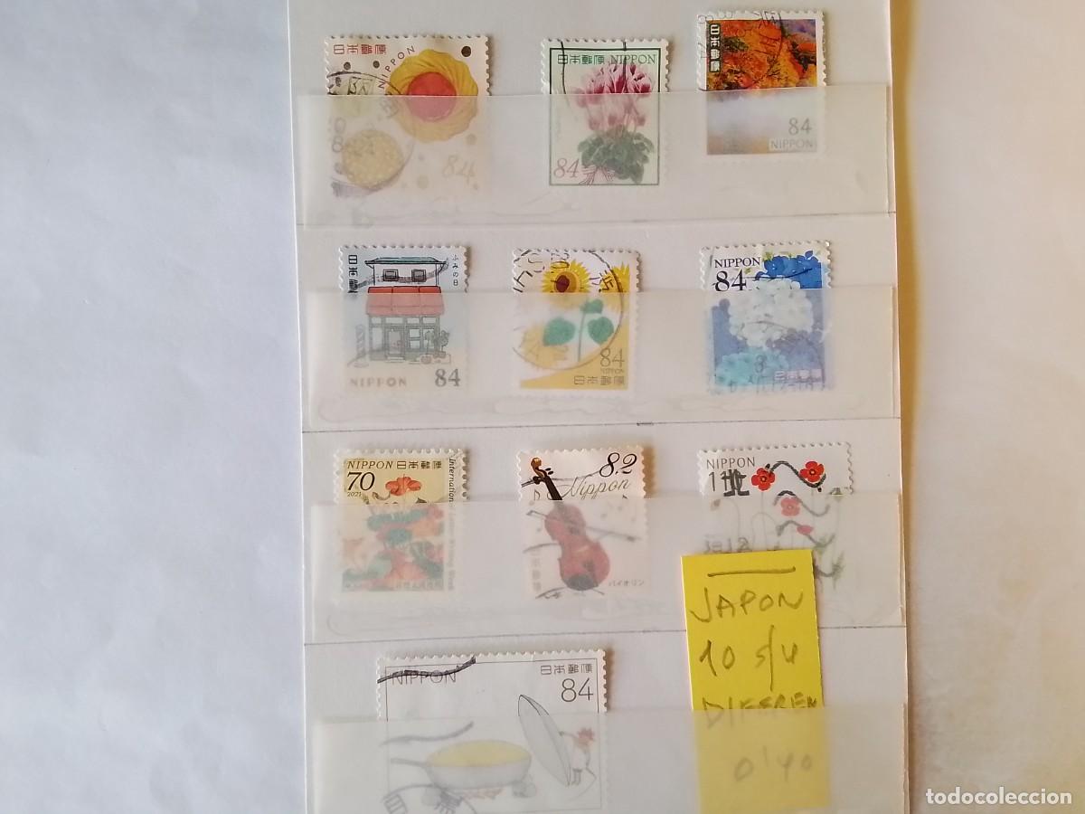Sellos: ASIA JAP&Oacute;N 10 SELLOS USADOS DIFERENTES