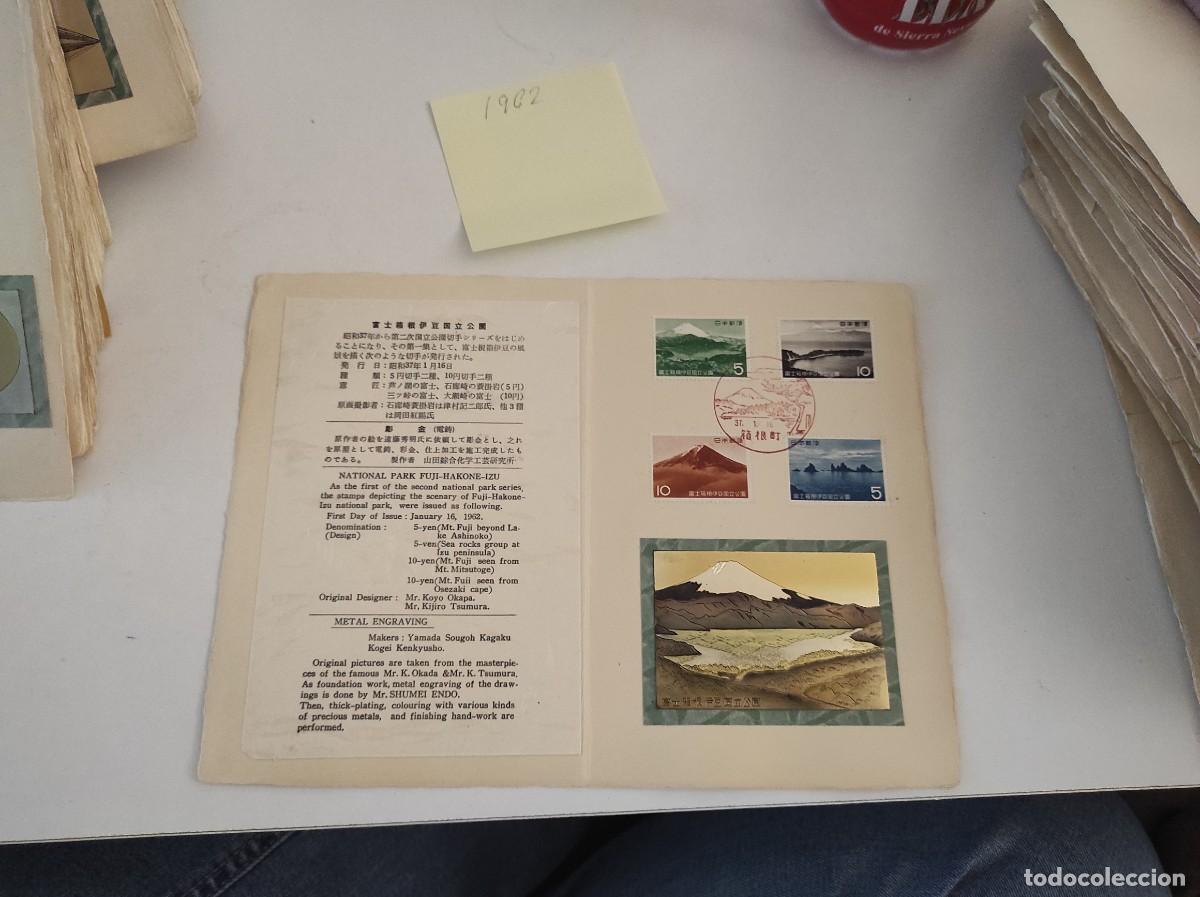 Selos: JP71 JAPON carpetilla conmemorativa a&ntilde;o 1962 con grabado metalico y sello con matasello primer dia
