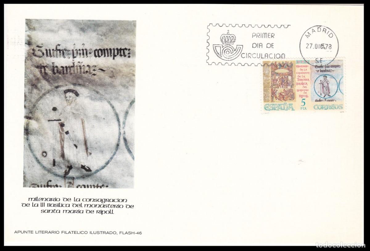 Sellos: ESPA&Ntilde;A TARJETA MAXIMA 1978 - MILENARIO DEL MONASTERIO DE RIPOLL - EDIFIL 2506 - MATASELLOS MADRID