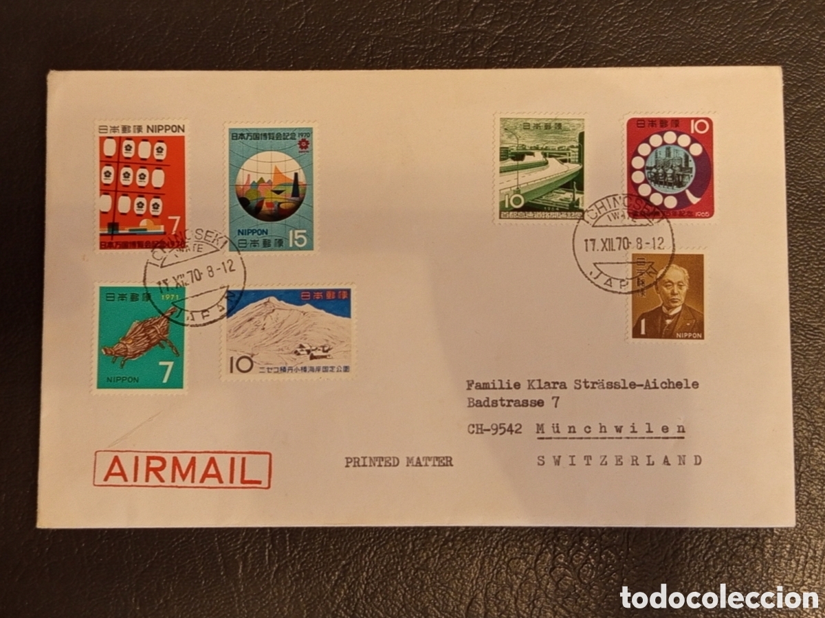 Selos: Sobre Postal Circulado Jap&oacute;n 1970 &bull; Destino Suiza &bull; Filatelia