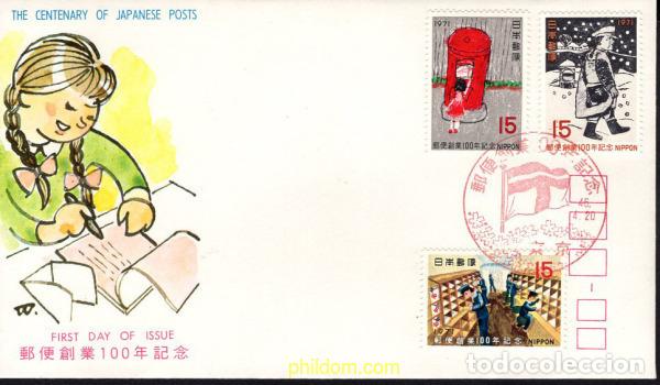 Sellos: 391141 MNH JAPON 1971 CENTENARIO DE LOS SERVICIOS POSTALES