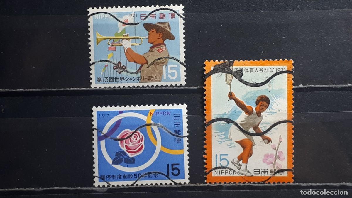Sellos: JAP&Oacute;N. A&Ntilde;O 1971, &deg;. YVERT 1020, 1021, 1027