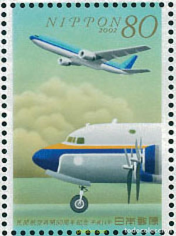 Sellos: 101208 MNH JAPON 2002 50 ANIVERSARIO DE LA AVIACION CIVIL
