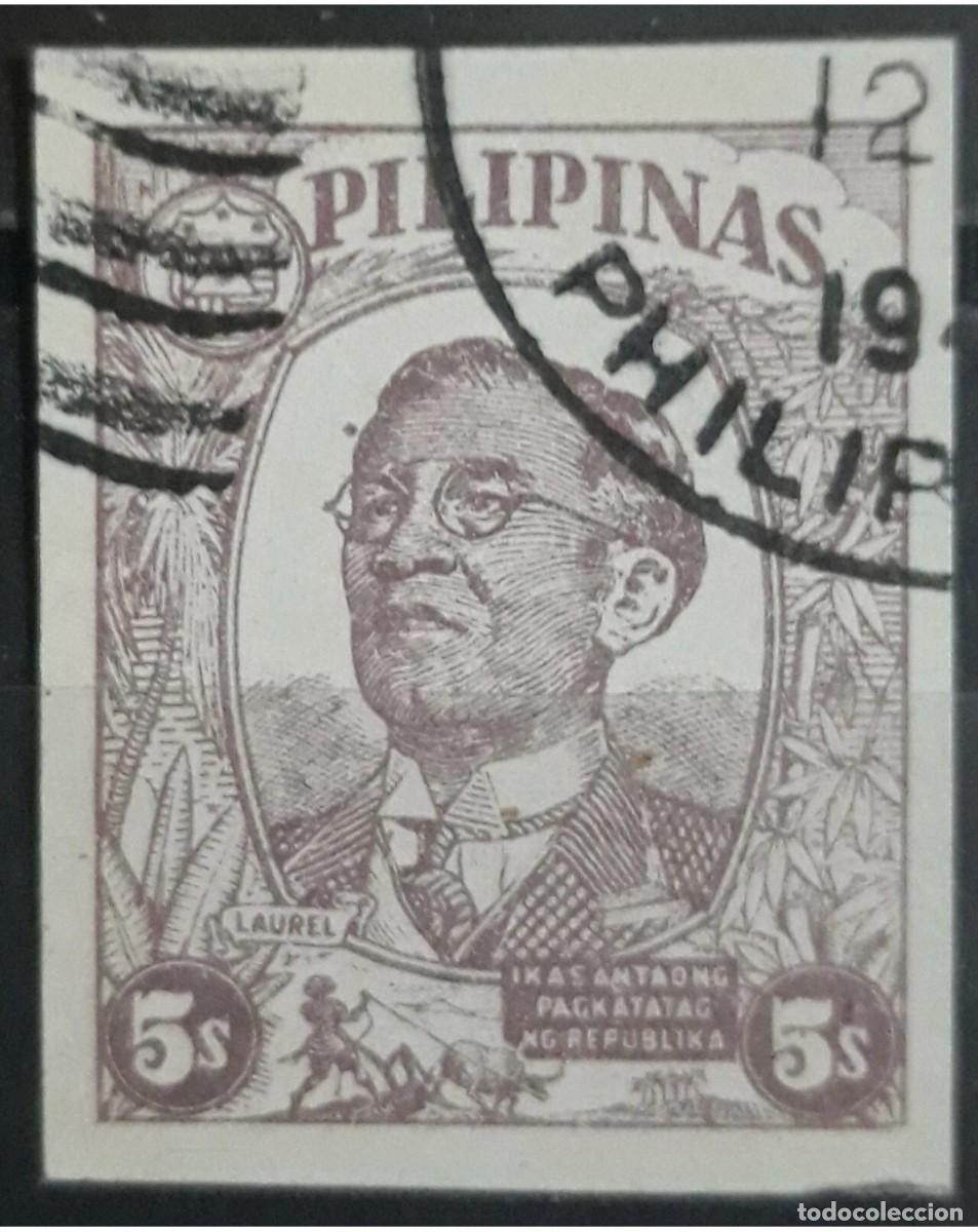 Sellos: JAP&Oacute;N OCUPACI&Oacute;N DE FILIPINAS 1945 1&ordm; Aniversario del gobierno t&iacute;tere filipino. USADO.