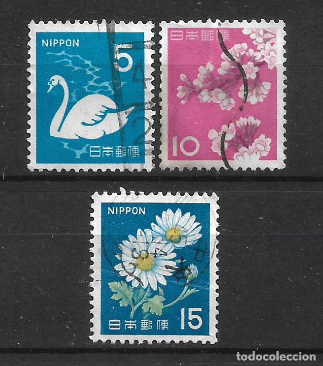 Sellos: japon 3 sellos usado aves flora - 11/32