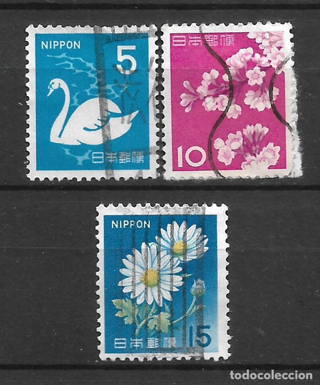 Sellos: japon 3 sellos usado aves flora - 11/32
