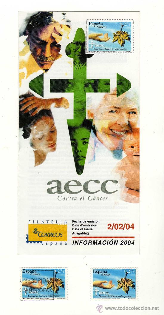 Sellos: 2 SELLOS (NUEVO Y MATASELLADO) Y D&Iacute;PTICO DE CORREOS DE LA ASOCIACI&Oacute;N ESPA&Ntilde;OLA CONTRA EL CANCER