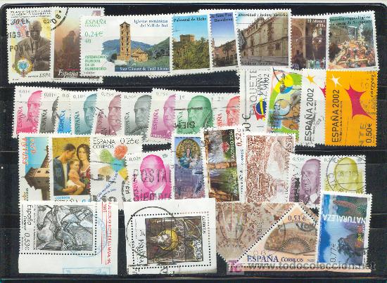 Stamps: 34 sellos diferentes de los a&ntilde;os 2001 al 2005. Matasellados.