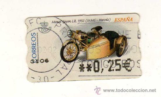 Stamps: SELLO USADO DE VALOR VARIABLE DEDICADO A LAS MOTOS - MONET GOYON 1932 - EMITIDO EN DICIEMBRE DE 2001
