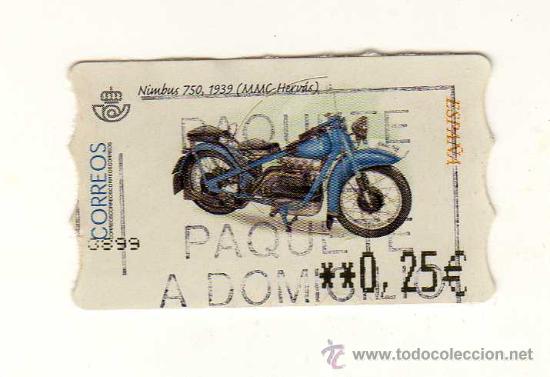 Briefmarken: SELLO USADO DE VALOR VARIABLE DEDICADO A LA MOTO NIMBUS 750 A&Ntilde;O 1939 (MMC - HERV&Aacute;S)