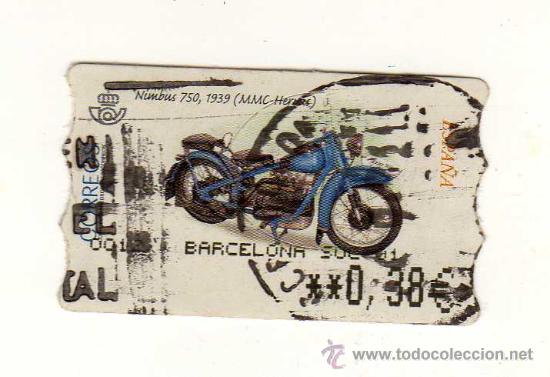 Briefmarken: SELLO USADO DE VALOR VARIABLE DEDICADO A LA MOTO NIMBUS 750 A&Ntilde;O 1939 (MMC - HERV&Aacute;S)