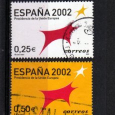 Sellos: ++ ESPAÑA / SPAIN / SERIE COMPLETA AÑO 2002 YVERT NR.3422/23 USADA PRESIDENCIA DE LA UNION EUROPEA. Lote 23016930