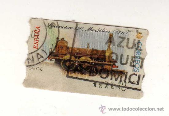 Selos: SELLO USADO DE VALOR VARIABLE DEDICADO A LA LOCOMOTORA MADRILE&Ntilde;A (1851) Y EMITIDO EN FEBRERO DE 2001