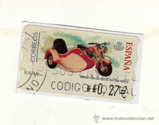 Selos: SELLO USADO DE VALOR VARIABLE DEDICADO A LA MOTO SORIANO PUMA CON SIDECAR (A&ntilde;o 1947) &middot; MMC-HERV&Aacute;S