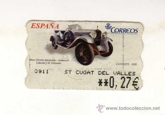 Briefmarken: SELLO USADO DE VALOR VARIABLE &middot; Coches cl&aacute;sicos. Donosti 1928 - EMITIDO EN DICIEMBRE DE 2003 -