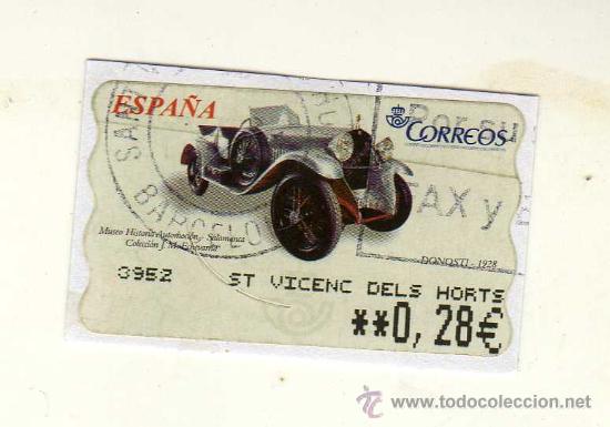 Briefmarken: SELLO USADO DE VALOR VARIABLE &middot; Coches cl&aacute;sicos. Donosti 1928 - EMITIDO EN DICIEMBRE DE 2003 -