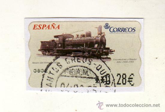 Briefmarken: SELLO USADO DE VALOR VARIABLE DEDICADO A los Trenes cl&aacute;sicos. Locomotora y tender 1900-1901