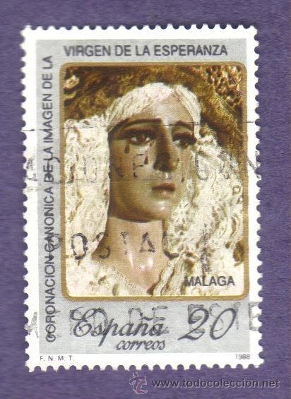 Briefmarken: a&ntilde;o 1988,edifil 2954, serie: coronaci&oacute;n can&oacute;nica de la imagen virgen de la esperanza (m&aacute;laga)