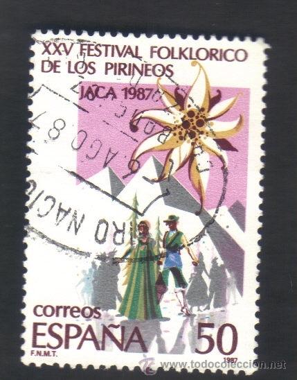 Stamps: serie, a&ntilde;o 1987, edifil 2910 - XXV festival folkl&oacute;rico de los pirineos -matasello identificativo