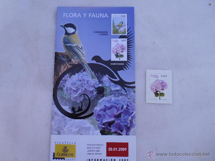 Stamps: SELLO HORTENSIA Y FOLLETO INFORMATIVO DE ESA EDICION