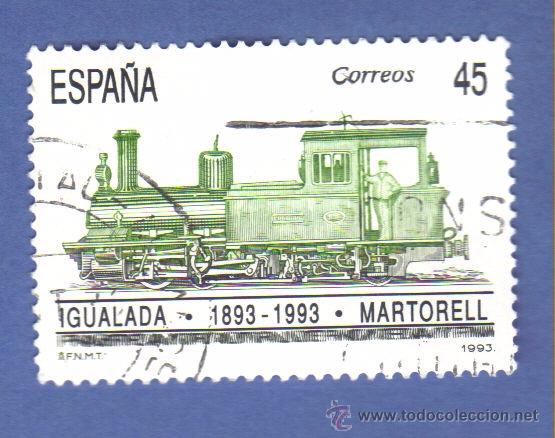 Stamps: edifil 3265, serie, a&ntilde;o 1993, I centenario del ferrocarril igualada-martorell