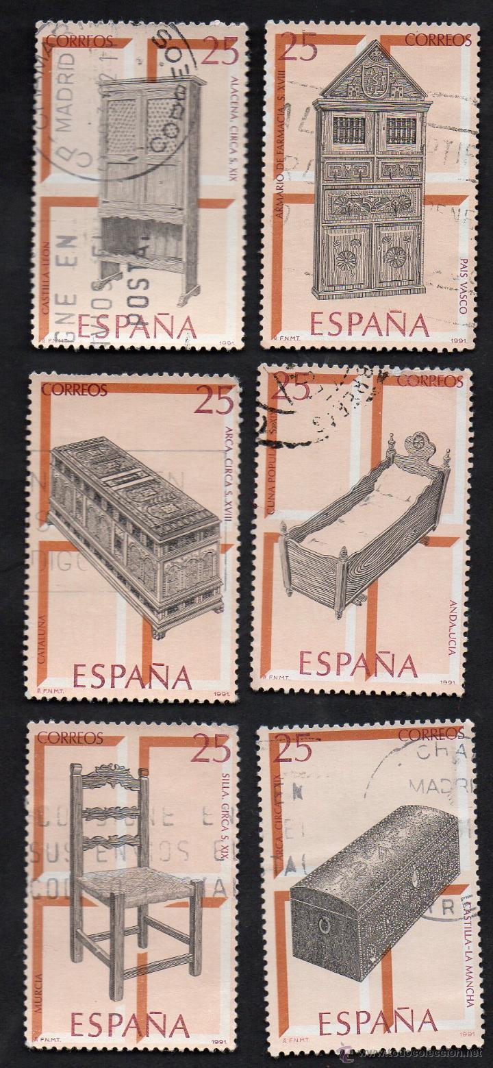 Briefmarken: a&ntilde;o 1991 - serie - artesan&iacute;a espa&ntilde;ola, muebles - edifil 3127, 3128, 3129, 3130, 3131, 3132.