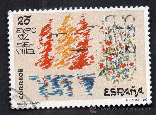 Stamps: a&ntilde;o 1992 - edifil 3153 - serie, dise&ntilde;o infantil
