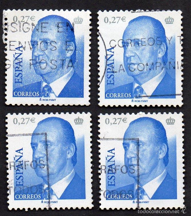 Stamps: a&ntilde;o 2004 - edifil 4088, cuatro sellos procedentes de hoja bloque del rey juan carlos I.