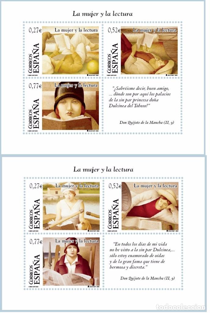 Sellos: ESPA&Ntilde;A 2004 - LA MUJER Y LA LECTURA - EDIFIL N&ordm; 4060-4061