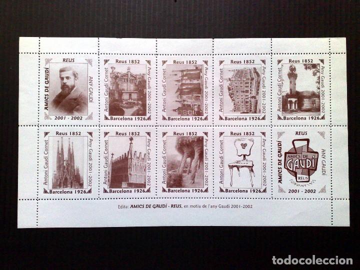 Sellos: H.B. CONMEMORATIVO DE 10 VI&Ntilde;ETAS**(MNH) A&Ntilde;O GAUDI 2001-2002//REUS 1852-BARCELONA 1926 (DESCRIPCI&Oacute;N)