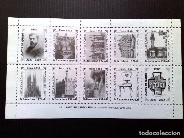 Sellos: H.B. CONMEMORATIVO DE 10 VI&Ntilde;ETAS**(MNH) A&Ntilde;O GAUDI 2001-2002//REUS 1852-BARCELONA 1926 (DESCRIPCI&Oacute;N)