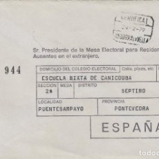 Sellos: ELECCIONES REFERENDUM 1979 ,SOBRE DE CARTA PARA VOTO ELECTORAL DE ANDORRA/ PUENTESAMPAYO-PONTEVEDRA