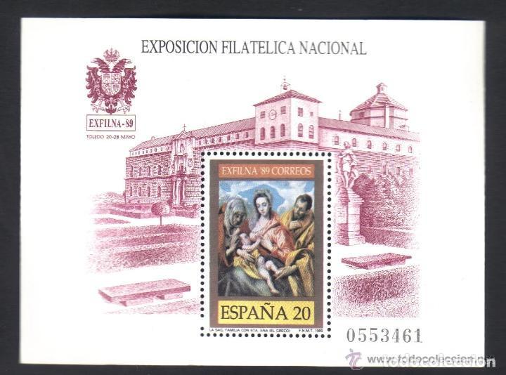 Sellos: 1989 EDIFIL 3012** HOJA NUEVA SIN CHARNELA. EXFILNA 89