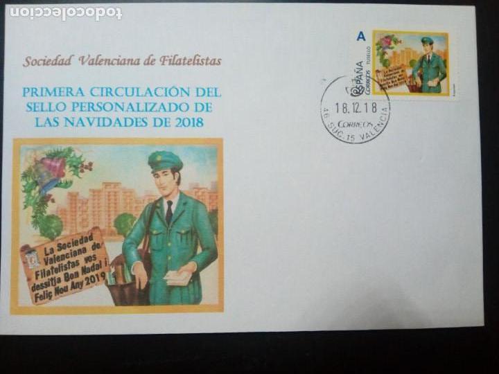 Briefmarken: SOBRE 1&ordm; DIA SELLO PERSONALIZADO SOCIEDAD VALENCIANA DE FILATELISTA NAVIDAD 2018